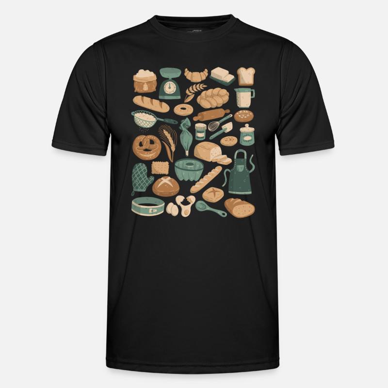 Baking & Bakery Doodles - Men's Functional T-Shirt - black