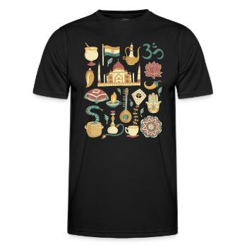India - Men's Functional T-Shirt - black - Front - AI Model Male 178 dark (178cm)