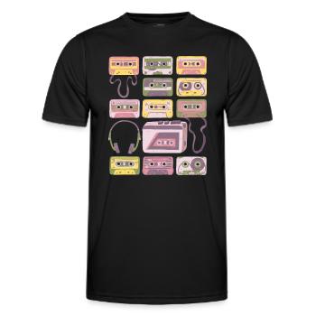 Kassetten - Vintage - Retro - Rekorder - Mix Tapes - Männer Funktions-T-Shirt - Schwarz - Vorne - AI Model Male 178 dark (178cm)