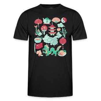 Chine - T-shirt sport Homme - noir - Devant - AI Model Male 178 dark (178cm)