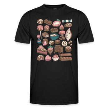 Chocolat - cacao, pralines, chocolat - T-shirt sport Homme - noir - Devant - AI Model Male 178 dark (178cm)