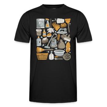 Nettoyage de la maison - nettoyage, nettoyage, nettoyage - T-shirt sport Homme - noir - Devant - AI Model Male 178 dark (178cm)