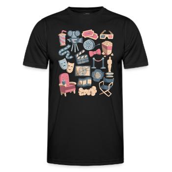 Kino - Filme, Leinwand, Popcorn - Männer Funktions-T-Shirt - Schwarz - Vorne - AI Model Male 178 dark (178cm)