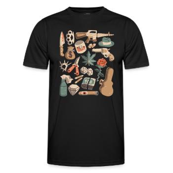 Mafia, crimes, gangsters, argent de protection, trafic de drogue - T-shirt sport Homme - noir - Devant - AI Model Male 178 dark (178cm)