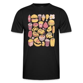 Fast-food Doodles Junk Food Snacks Malsain Délicieux - T-shirt sport Homme - noir - Devant - AI Model Male 178 dark (178cm)
