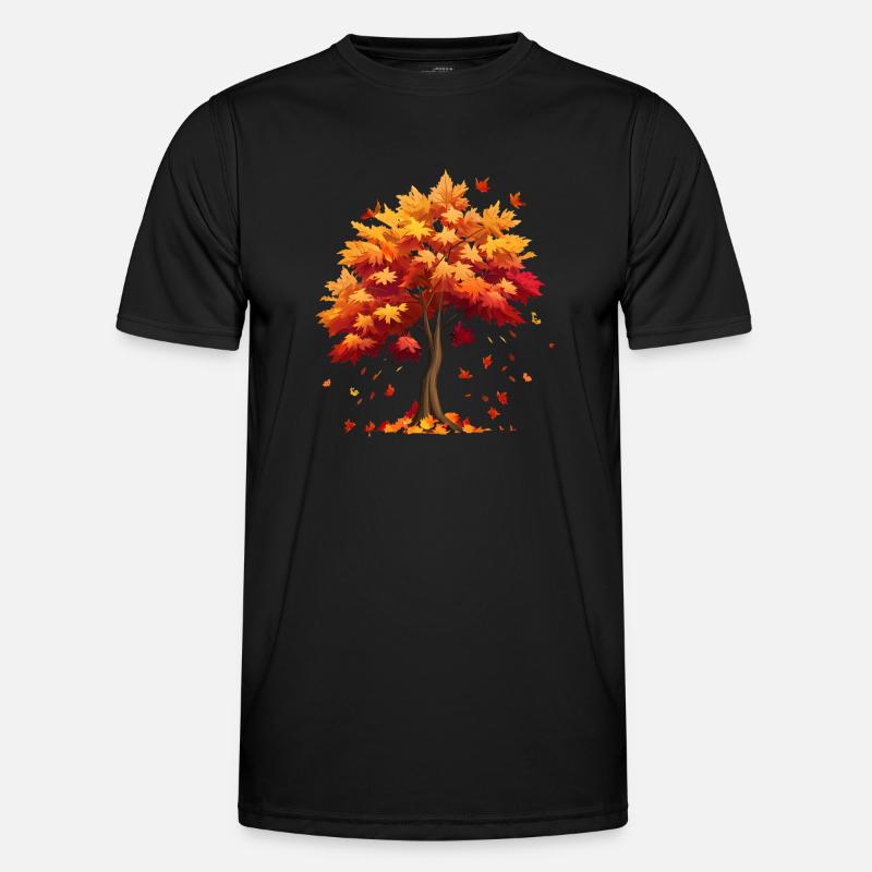 Herbst Herbstblätter fallen vom Baum - Männer Funktions-T-Shirt - Schwarz
