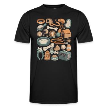 Dog Grooming Doodles Dog Pet Leash Food - Men's Functional T-Shirt - black - Front - AI Model Male 178 dark (178cm)