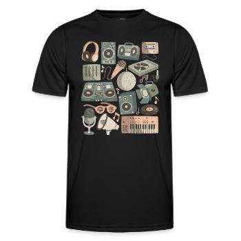 DJ Doodles Club Party Disco Nightlife Clubbing - T-shirt sport Homme - noir - Devant - AI Model Male 178 dark (178cm)