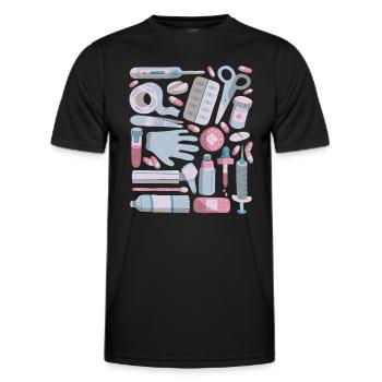 Erste Hilfe Doodles Verbandskasten Medizin - Männer Funktions-T-Shirt - Schwarz - Vorne - AI Model Male 178 dark (178cm)