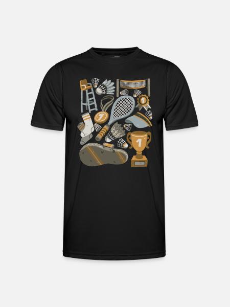 Badminton / Federball - Männer Funktions-T-Shirt - Schwarz