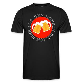 Für den Hopfen bin ich Bier Feiern Party Spruch - Männer Funktions-T-Shirt - Schwarz - Vorne - AI Model Male 178 dark (178cm)