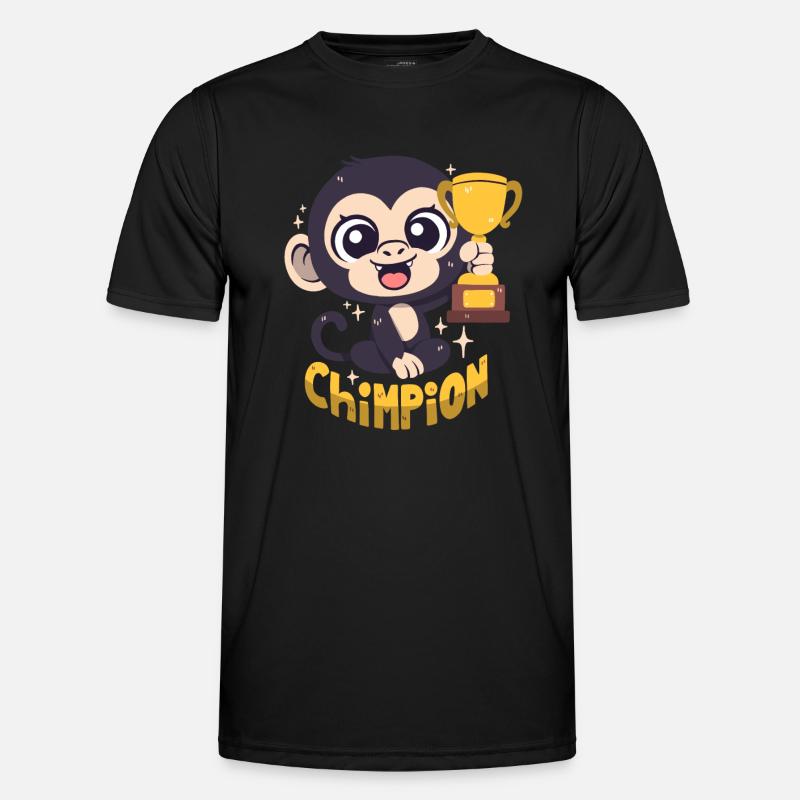 Schimpansen-Champion mit Pokal (Wortwitz) - Männer Funktions-T-Shirt - Schwarz