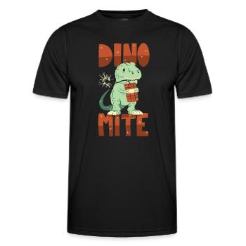 Dino à la dynamite - T-shirt sport Homme - noir - Devant - AI Model Male 178 dark (178cm)