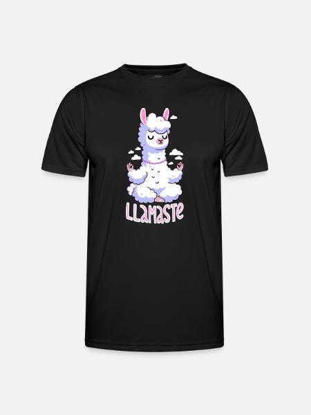 Lama meditates - Namaste! - Men's Functional T-Shirt - black