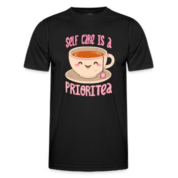 Soins personnels et thé - T-shirt sport Homme - noir - Devant - AI Model Male 178 dark (178cm)