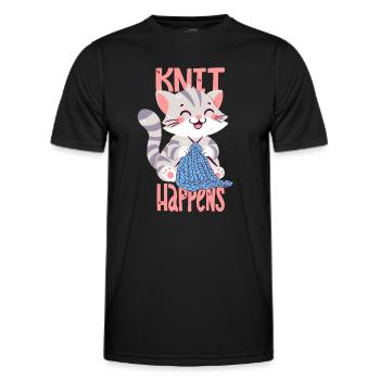 Knit Happens - Männer Funktions-T-Shirt - Schwarz - Vorne - AI Model Male 178 dark (178cm)