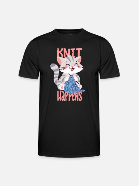 Knit Happens - Männer Funktions-T-Shirt - Schwarz