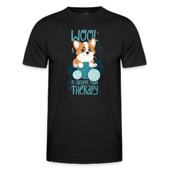 La laine est moins chère que la thérapie - T-shirt sport Homme - noir - Devant - AI Model Male 178 dark (178cm)