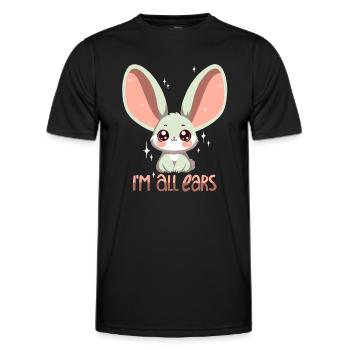 Hase: Ich bin ganz Ohr! - Männer Funktions-T-Shirt - Schwarz - Vorne - AI Model Male 178 dark (178cm)