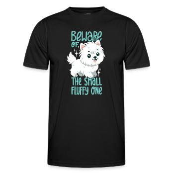 Petit terrier blanc duveteux des West Highlands - T-shirt sport Homme - noir - Devant - AI Model Male 178 dark (178cm)