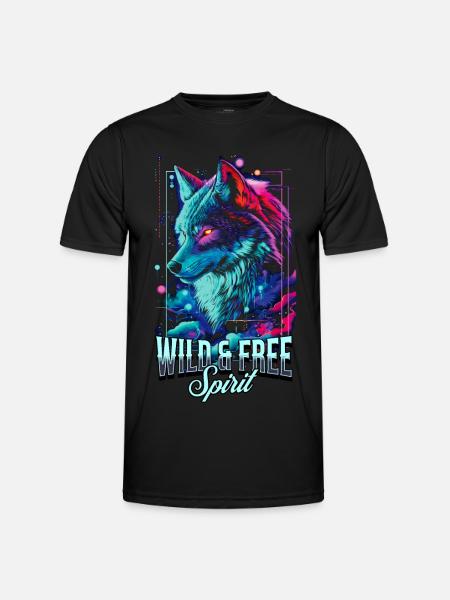 Wolf Wolf Head Predator Wilderness Neon Colorful Art - Men's Functional T-Shirt - black