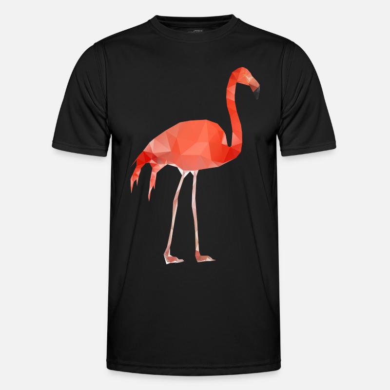 Flamingo Low Poly - Männer Funktions-T-Shirt - Schwarz