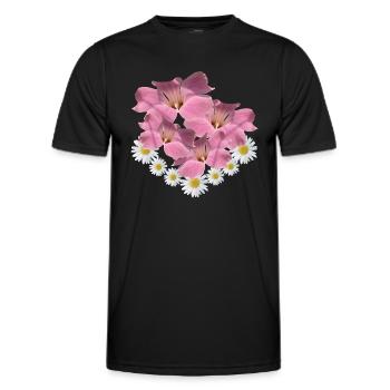 Marguerite Flower Pink Flower Vine Daisies - Men's Functional T-Shirt - black - Front - AI Model Male 178 dark (178cm)