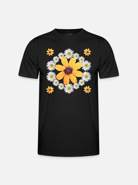 Daisies Orange Blossom Daisies Floral Pattern - Men's Functional T-Shirt - black