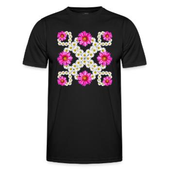 Gazania Marguerite Blossom Floral Pattern Daisies - Men's Functional T-Shirt - black - Front - AI Model Male 178 dark (178cm)