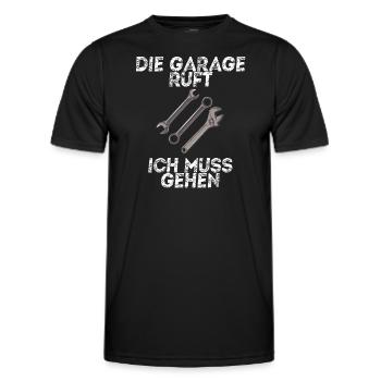 Die Garage ruft ich muss gehen Handwerker Geschenk - Männer Funktions-T-Shirt - Schwarz - Vorne - AI Model Male 178 dark (178cm)