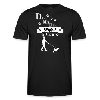 Der mit dem Beagle geht - Männer Funktions-T-Shirt - Schwarz - Vorne - AI Model Male 178 dark (178cm)