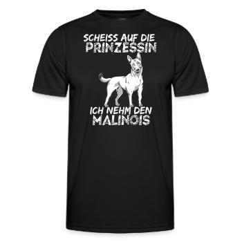 Scheiss auf die Prinzessin ich nehm den Malinois - Männer Funktions-T-Shirt - Schwarz - Vorne - AI Model Male 178 dark (178cm)