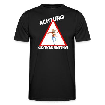 Achtung rüstiger Rentner Pension Renteneintritt - Männer Funktions-T-Shirt - Schwarz - Vorne - AI Model Male 178 dark (178cm)
