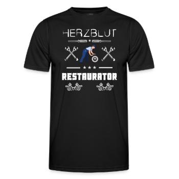 Herzblut Restaurator Mechaniker Schrauber Bastler - Männer Funktions-T-Shirt - Schwarz - Vorne - AI Model Male 178 dark (178cm)