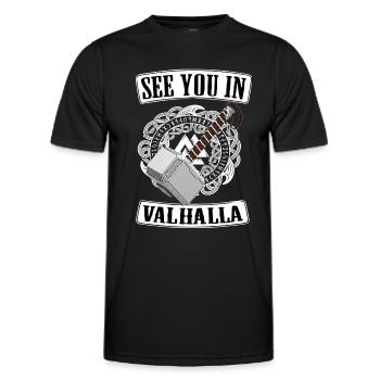 Viking Valhalla Runes Thor Hammer - Men's Functional T-Shirt - black - Front - AI Model Male 178 dark (178cm)