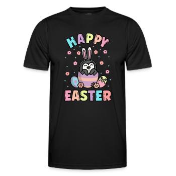 Happy Easter Penguin With Rabbit Ears Spring - Men's Functional T-Shirt - black - Front - AI Model Male 178 dark (178cm)