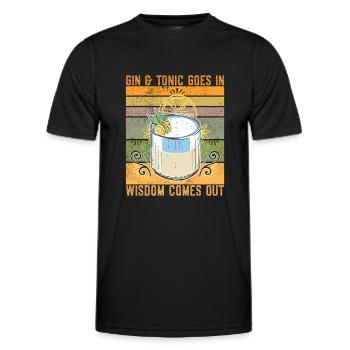 Gin In Wisome Comes Out Funny Gin Saying - Men's Functional T-Shirt - black - Front - AI Model Male 178 dark (178cm)