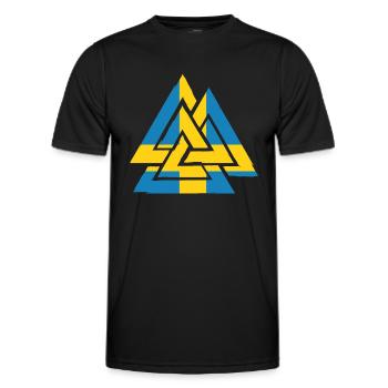 Schwedische Flagge mit Valknut, Symbol von Odin - Männer Funktions-T-Shirt - Schwarz - Vorne - AI Model Male 178 dark (178cm)