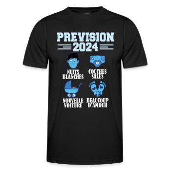 Annonce Grossesse 2024 Prévision pour 2024 Annonce - T-shirt sport Homme - noir - Devant - AI Model Male 178 dark (178cm)