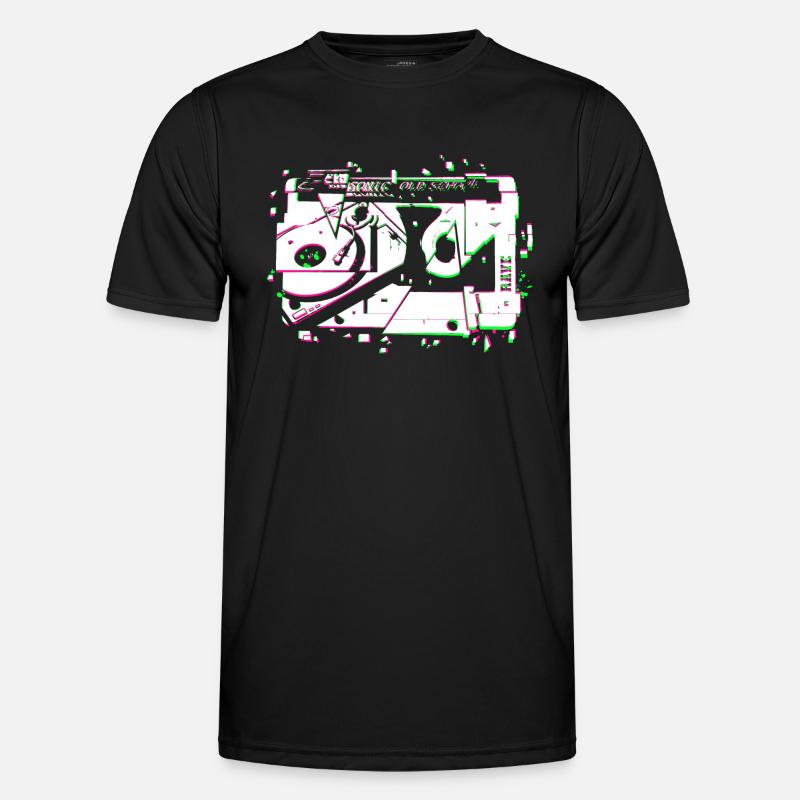 Techno Rave Tape Turntable - Men's Functional T-Shirt - black