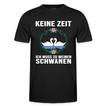 Schwan "Schwanzeit" Schwäne verliebt Schwanpaar - Männer Funktions-T-Shirt - Schwarz - Vorne - AI Model Male 178 dark (178cm)