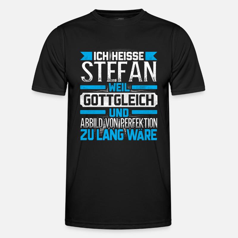 STEFAN - Gottgleich - Männer Funktions-T-Shirt - Schwarz