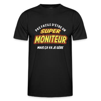 Super moniteur , je gère - T-shirt sport Homme - noir - Devant - AI Model Male 178 dark (178cm)