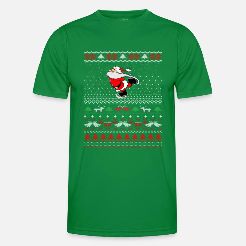 Hässlicher Weihnachtspullover Santa Skating Geschenkidee Männer Funktions-T-Shirt
