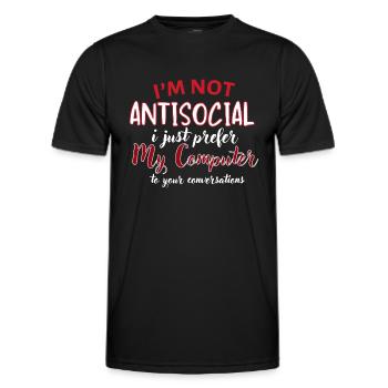 Ich bevorzuge meinen Computer - Männer Funktions-T-Shirt - Schwarz - Vorne - AI Model Male 178 dark (178cm)