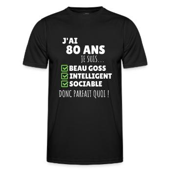 J'ai 80 ans anniversaire 80 ans homme humour - T-shirt sport Homme - noir - Devant - AI Model Male 178 dark (178cm)