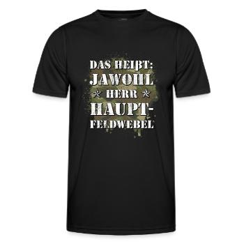 Jawohl Herr Hauptfeldwebel Bund HptFw HF Ausbilder - Männer Funktions-T-Shirt - Schwarz - Vorne - AI Model Male 178 dark (178cm)
