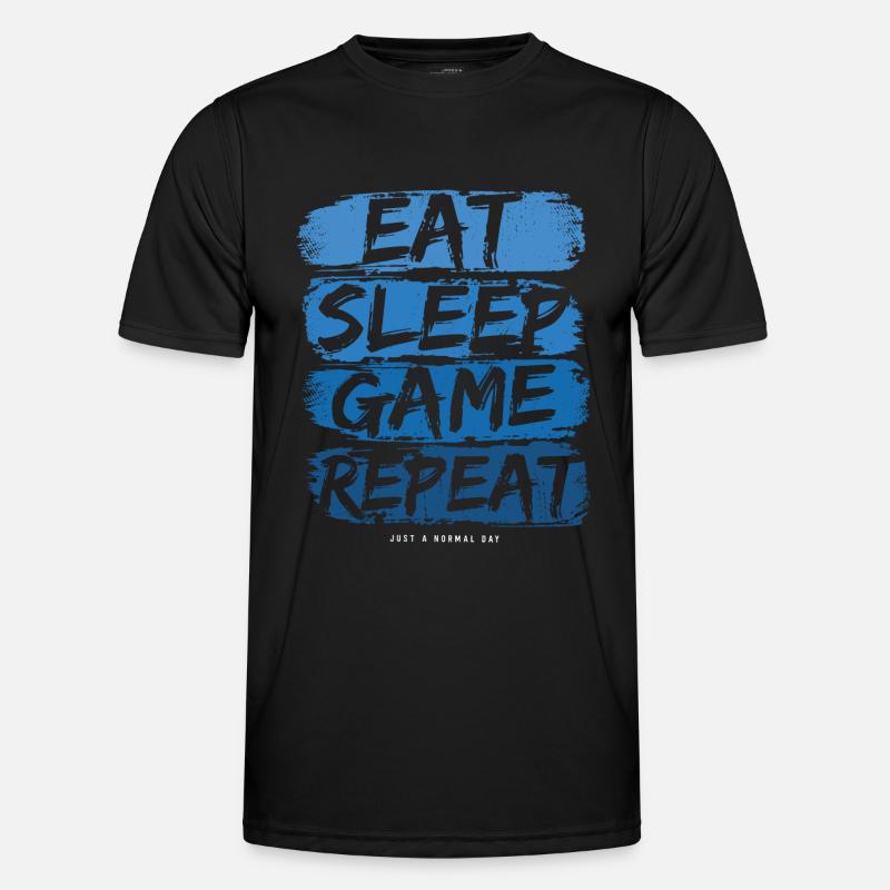 Eat Sleep Game Repeat Blue Men's Functional T-Shirt