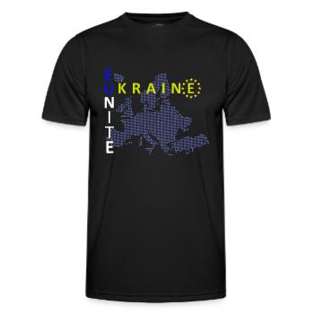 UE - UNITE - UKRAINE - T-shirt sport Homme - noir - Devant - AI Model Male 178 dark (178cm)