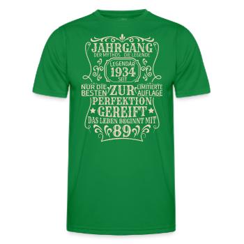 Geburtstagsgeschenk Geboren 1934 89 Jahre - Männer Funktions-T-Shirt - Kelly Green - Vorne - AI Model Male 178 dark (178cm)